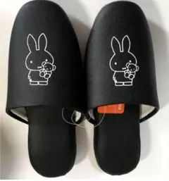 新品　ミッフィ　スリッパ　23〜25 ㎝ ブラック　レザー調