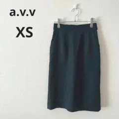 アーヴェヴェ▶スカート XS 黒 膝丈 ウエスト後ろゴム 春秋冬のサムネイル
