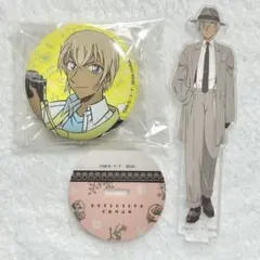 名探偵コナン Vintage Look F賞 アクリルスタンド 缶バッジ　安室透