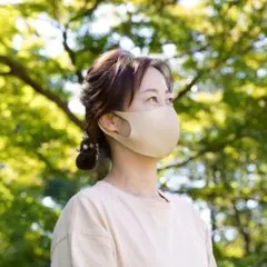 秋冬用 洗える立体布マスク ベージュ Sサイズ（女性向け）5枚入