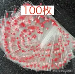 新品 ラッピング袋 ラッピングバッグ ギフトバッグ ギフト袋 100枚　ハート