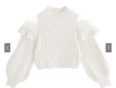 【新品/未使用/タグ有り】 GRL フェザーオフショルダーオープンニットトップス