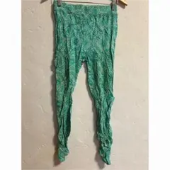 幾何学模様 グリーンパンツ 緑 スパッツ レギンス スキニー ウエストゴム