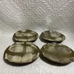 中皿 4枚セット 刷毛目陶器 陶芸作家作品