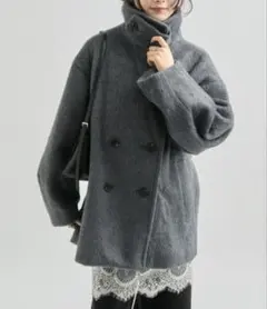 mystic ウール混シャギーミドルコート