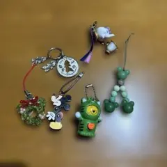 ディズニー ストラップ キーホルダー セット ビーズ 木製 匿名配送