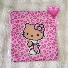 日焼けギャルキティ　ピンク　ヒョウ柄　巾着(s) アベイル　ハローキティ