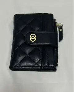財布 二つ折り財布 キルティング 黒 ブラックのサムネイル