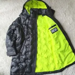 美品✨ディーゼル ダウンコート 総エンボスロゴ 現行タグ ブラック XL相当