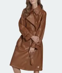 アディダスオリジナルス adidas ブラウンレザートレンチコートM