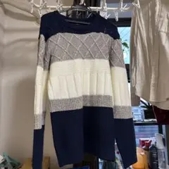 ボーダーデザイン ニットセーター