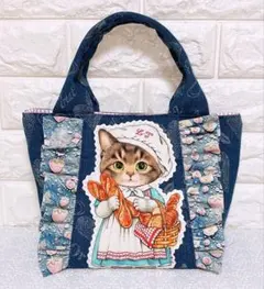 ころりんトートバッグ アリス風パネル ピンク系 Dカン ブロックデザイン ころりんトートバッグ アリス風パネル ピンク系 Dカン ブロック