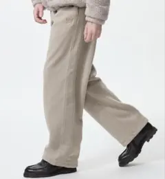 g*i様 ユニクロ✖️ニードルズ　フリースワイドパンツ　ベージュ　Lサイズ