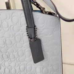 【レア】コーチ ハンドバッグ 681731 ブルー シグネチャー エンボス