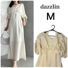 訳あり★ dazzlin アイボリー 半袖 M フレアロングワンピース 2way