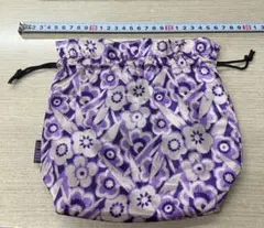 【美品】ANNA SUI アナスイ巾着 ポーチ パープル 花柄