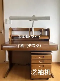 【浜本工芸】学習机 デスクライト付き　３点セット ②袖机のみ