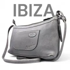 良品　イビサ　ヴィンテージ　ショルダーバッグ　本革レザー　ライトグレー　日本製