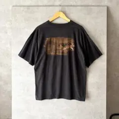 90s USA製 アニマルTシャツ フェード 墨黒 オオカミ シングルステッチのサムネイル