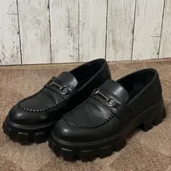 【中古品】ETELIO シンセティックレザーボリュームソールビットローファー