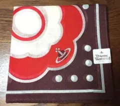 廃盤レアタグ付き未使用　ヴィヴィアンウエストウッド　ハンカチ大判　箔押し花柄　茶