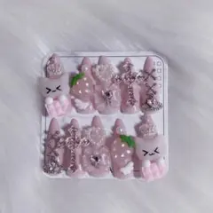 現品 ネイルチップ 平成女児　ねこ　量産型　地雷系　ハンドメイド バレンタイン