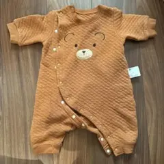ユニクロ　クマ刺繍ロンパース　茶色　60