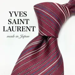 【美品】 YVES SAINT LAURENT ストライプ柄 ワインレッド