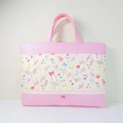 【お名前刺繍無料サービス】バレリーナ柄★ レッスンバッグ★女の子★
