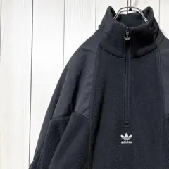 アディダス ボア フリースジャケット ビッグトレフォイル ハーフジップ XL