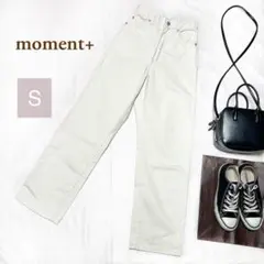 moment+　デニム&ツイルストレートパンツ　モーメントプラス