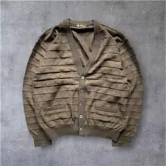 vintage 幾何学 ウール カーディガン 立体編み レトロ