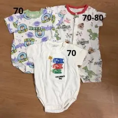【お値下げ】ディズニー バースデイ ボディースーツ・ロンパース3点セット 70