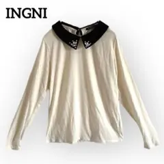 INGNI　ビジュー　襟付きトップス【M】ガーリー　オフィス　長袖　綺麗め