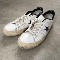 converse one star US8.5 日本製 レザー 白×紫