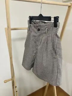 チェック柄 ハーフパンツ ボタン付き