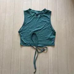 グリーン ショート丈トップスタンクトップ