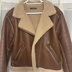 INGNI ブラウン レザー ボア ライダースジャケット