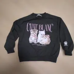 CHAT BLANC 子猫プリント トレーナー ブラック