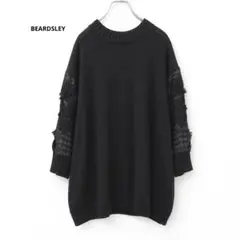 定価1.87万 ビアズリー ニットコンビブラウス ブラック シワにならない 