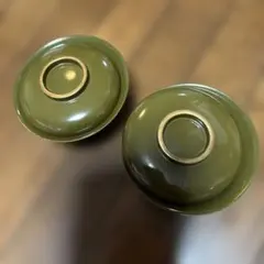 サービス品　アンティークな煮物椀二客　今にない抹茶色　素敵な雰囲気　No.2