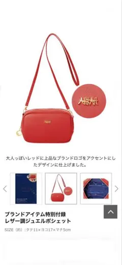 AHKAH(アーカー)ポーチ(レッド) レザーブランドロゴ付き