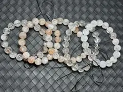 【#940】 天然石 ブレスレット 黒金スーパーセブンルチルクォーツ5点セット