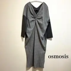 オズモーシス　ドッキングワンピース　変形　結び　グレンチェック　グレー