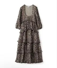 GANNI レオパード プリーツジョーゼットドレスのサムネイル