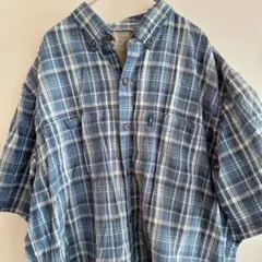G.H.BASS ギンガムチェック 半袖シャツ Lサイズ ブルー