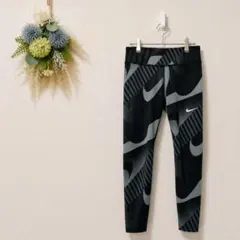 NIKE DRI-FIT ナイキ 総柄 スポーツレギンス M ブラック グレー