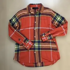 オレンジ色　ネルシャツ