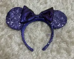 ディズニー　ミニー　カチューシャ　スパンコール　パープル