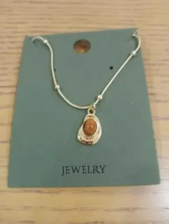 ゴールドチェーン オレンジペンダント ネックレス